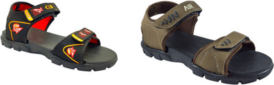 Classica Men Sandals(Brown, Black , 8)