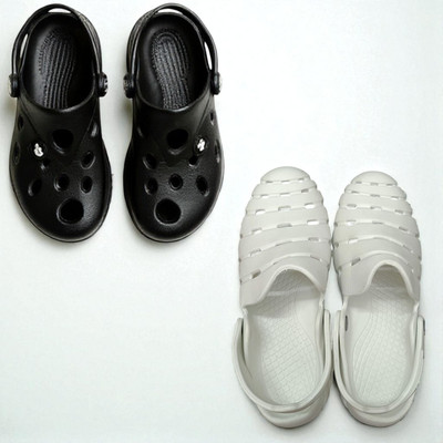 Monrav Men Clogs(Black, White , 7)