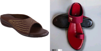 hunyza footwear Women Flats(Red, Brown , 7)