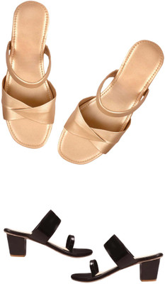 Goraiya Women Flats(Gold, Black, Grey , 6)