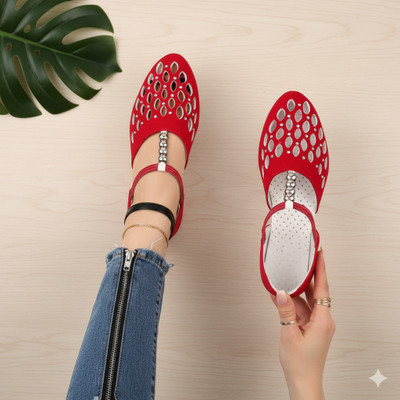 RuWin FASHION Women Wedges(Red , 7)