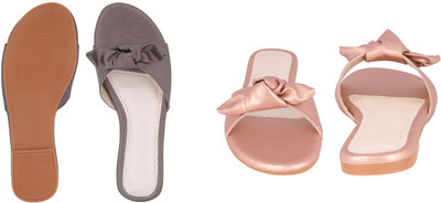 PMS Women Wedges(Grey, Pink , 4)