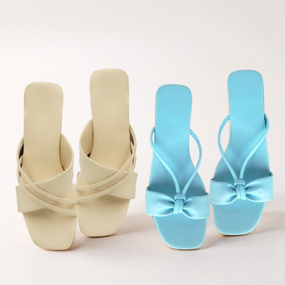 SAYERA Women Flats(Beige, Blue , 6)