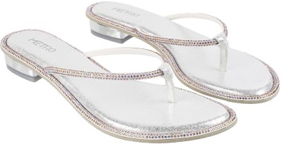 METRO Women Heels(Silver , 5)