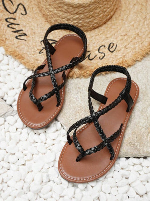 RAHEGAS Women Flats(Black , 8)