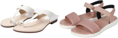 Kuhu Creations Women Flats(Pink, White , 7)