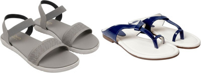 Kuhu Creations Women Flats(Blue, Grey , 4)