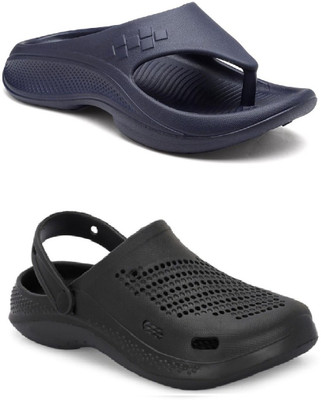 DEFLOW Men Sandals(Black, Navy , 6)