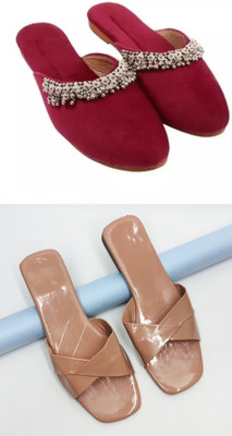 RTC ROYAL TRADING COMPANY Women Flats(Red, Pink , 6)