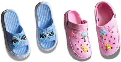 footpedia Women Wedges(Pink, Blue , 3)