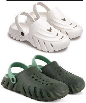 house of common Men Clogs(White, Green , 10)