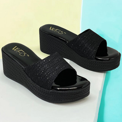 WFS Women Wedges(Black , 4)