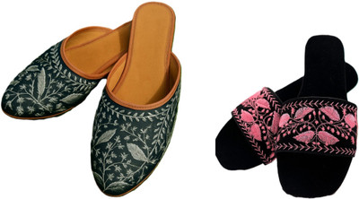 Dualstep Women Flats(Black, Black, Pink , 6)