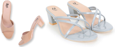 Zaif Women Heels(Grey, Beige , 8)