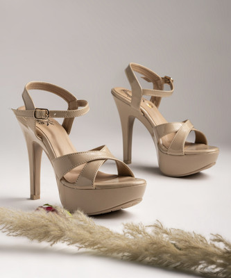 SHOETOPIA Women Heels(Beige , 8)