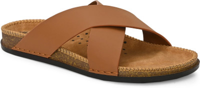 KILLER Stylish Dual Strap Buckle Design Men Sandals(Tan , 7)