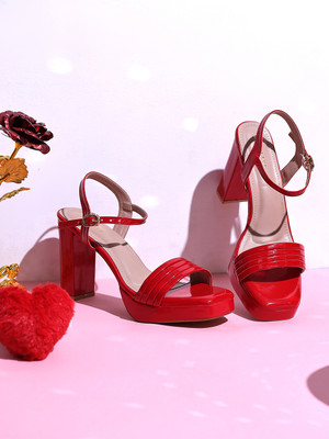 TRASE Women Heels(Red , 4)