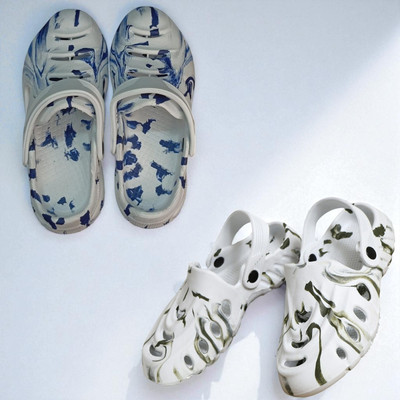 Monrav Men Clogs(Multicolor, White , 8)