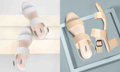 Todhwear Women Heels(White, Gold , 5)