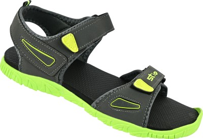 STIO Men Sports Sandals(Grey, Green , 9)