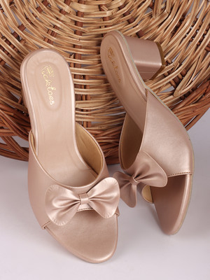 Picktoes PT-452 Lightweight Comfort Summer Trendy Premium Stylish Party disigin Women Heels(Gold , 4)