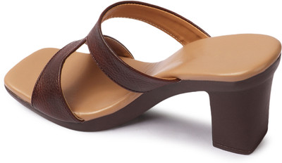 SNEAKERSVILLA Women Heels(Brown , 4)