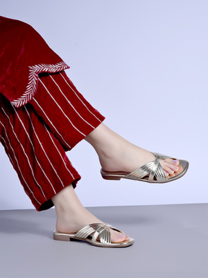 Stylestry Women Flats(Gold , 4)
