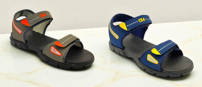 Classica Men Sandals(Blue, Yellow, Grey, Orange , 10)