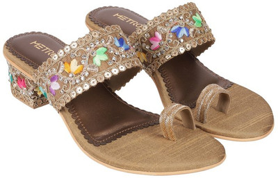 METRO Women Heels(Gold , 6)
