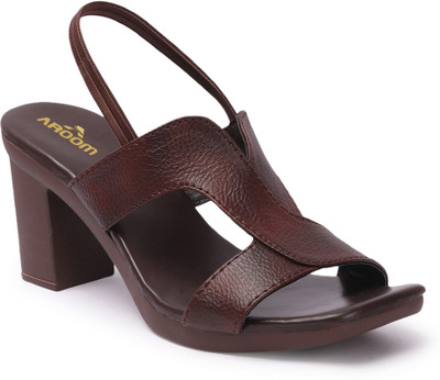 AROOM Women Heels(Brown , 3)