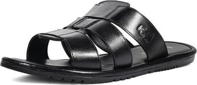 LOUIS STITCH Lightweight Open Toe Kohlapuri Style Leather Men Sandals(Black , 6)