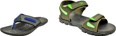 Classica Men Sandals(Black, Olive , 9)