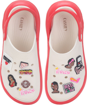 Cassiey Women Clogs(Red, White , 5)