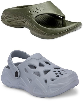 Cogs Men Sandals(Grey, Olive , 7)