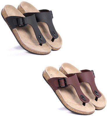 Walkivo Men Sandals(Black, Brown , 9)