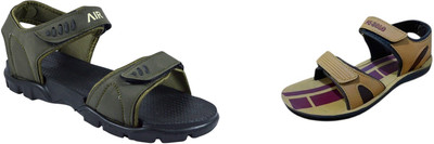 Classica Men Sandals(Green, Tan , 8)