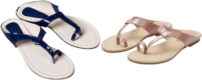 Kuhu Creations Women Flats(Blue, Pink , 8)