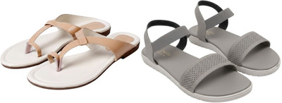 Kuhu Creations Women Flats(Beige, Grey , 5)