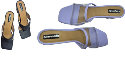 Cozystride Women Heels(Black, Purple , 11)