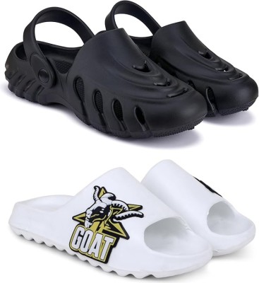 KAPYANSH Men Clogs(Black, White , 9)