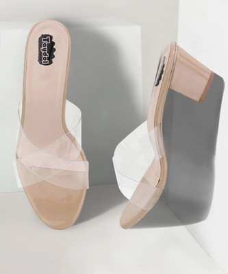 TAYDOL Women Heels(Beige , 8)