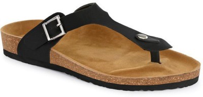 SHENCES Original Cork Sole Men Sandals(Black , 9)