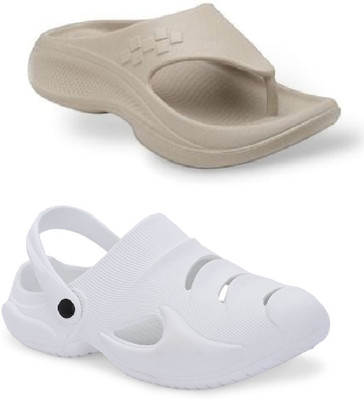 DEFLOW Men Sandals(White, Beige , 7)