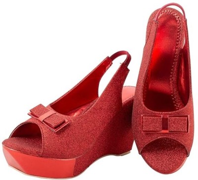 MONAQI Women Wedges(Red , 6)