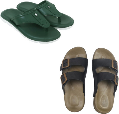 Vomoya Men Sandals(Green, Black , 8)