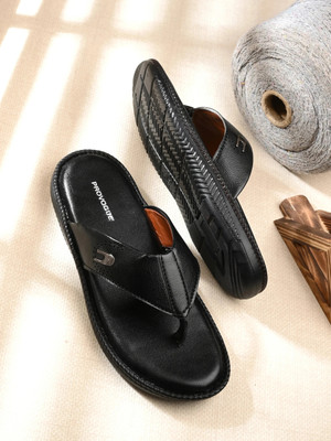 PROVOGUE Sandals | Trendy Chappal | Comfortable Daily Ethnic Wear Casual Gents Slippers | Men Sandals(Black , 7)
