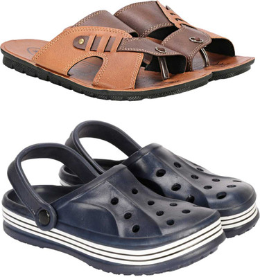 RIFOF Men Sandals(Brown, Blue , 8)