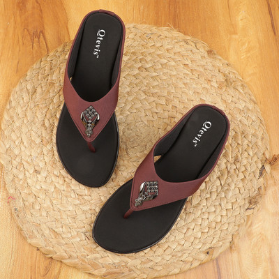 QTEVIS Women Flats(Maroon , 7)
