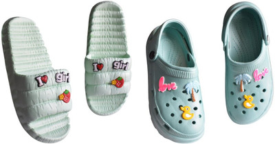 footpedia Women Wedges(Green, Pink , 3)