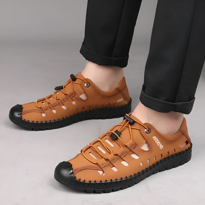 ASTEROID Men's Shoes Fashion Casual Slide Beach Sandals. Party Wear For Men(Tan , 10)